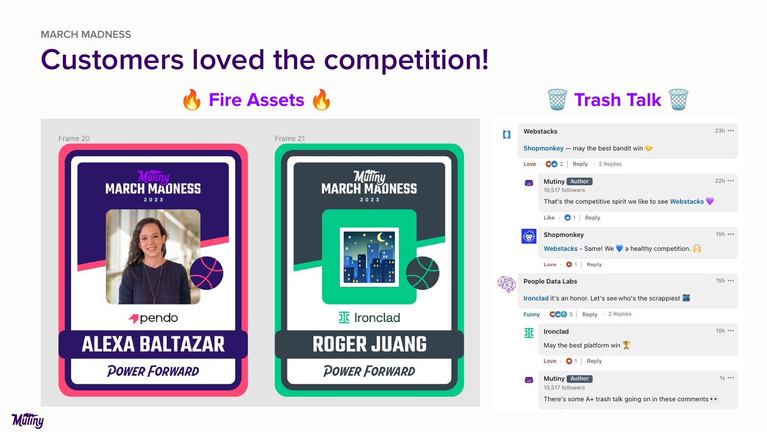 Custom player trading cards and customer trash talk on LinkedIn