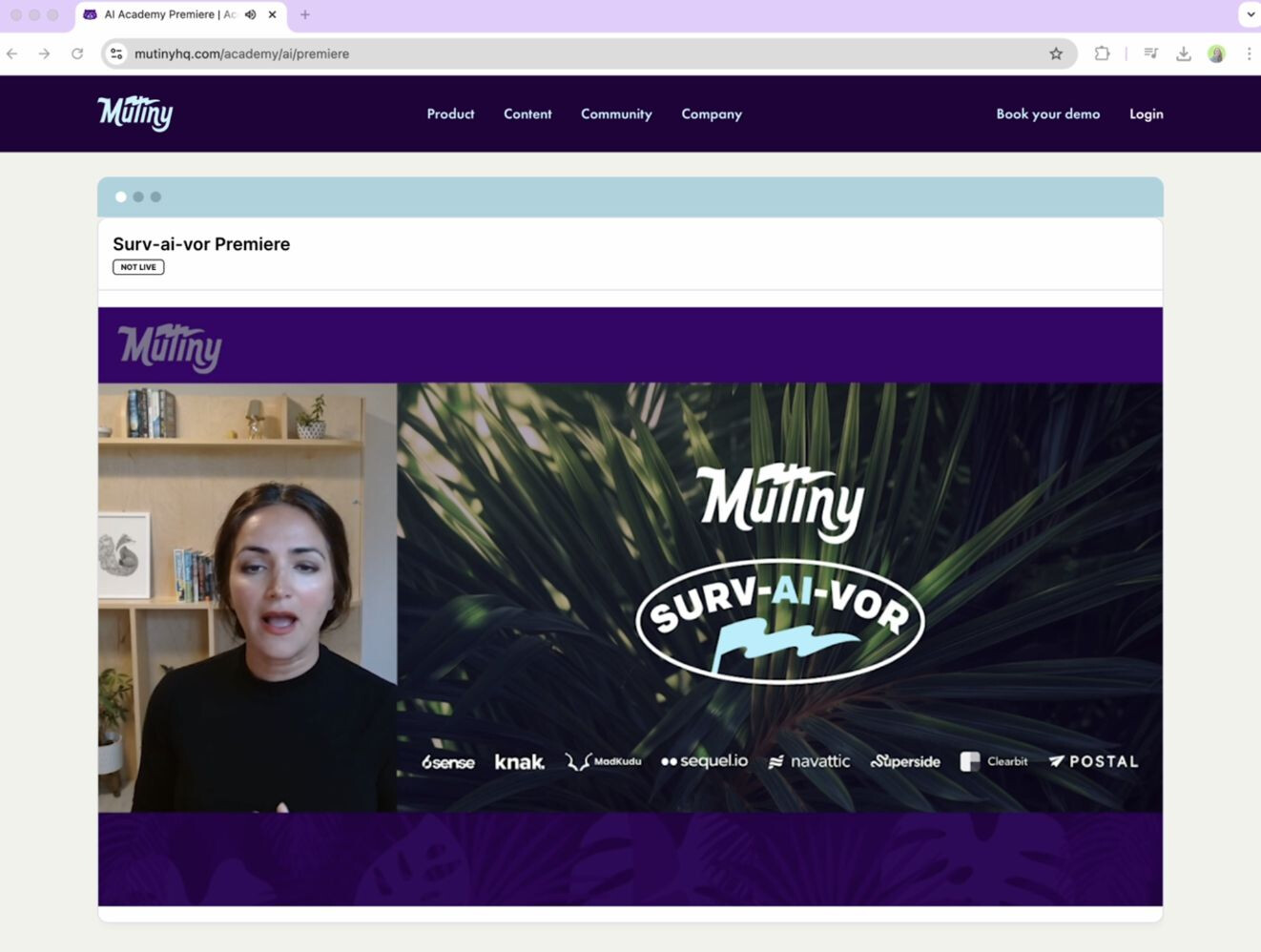Surv-ai-vor live premiere player with sponsor logos
